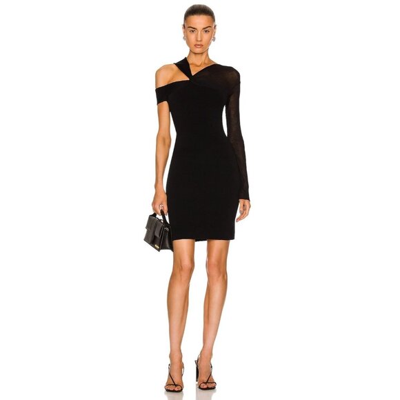 Helmut Lang Long Sleeve Twist Mini Dress in Black - Picture 1 of 4